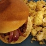 Balsamic Onion Burgers with Crispy Crumbed Cauliflower finished plate