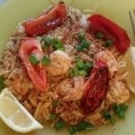 Tuscan-Spiced Shrimp and Orzo with Roasted Tomatoes and Crispy Breadcrumbs finished plate