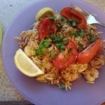 Tuscan-Spiced Shrimp and Orzo with Roasted Tomatoes and Crispy Breadcrumbs finished plate