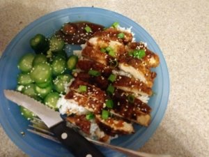 Japanese Style Hoisin Panko Pork Cutlets with Sesame Cucumber Salad and Jasmine Rice 7