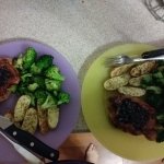 Cherry balsamic pork chops finished plates