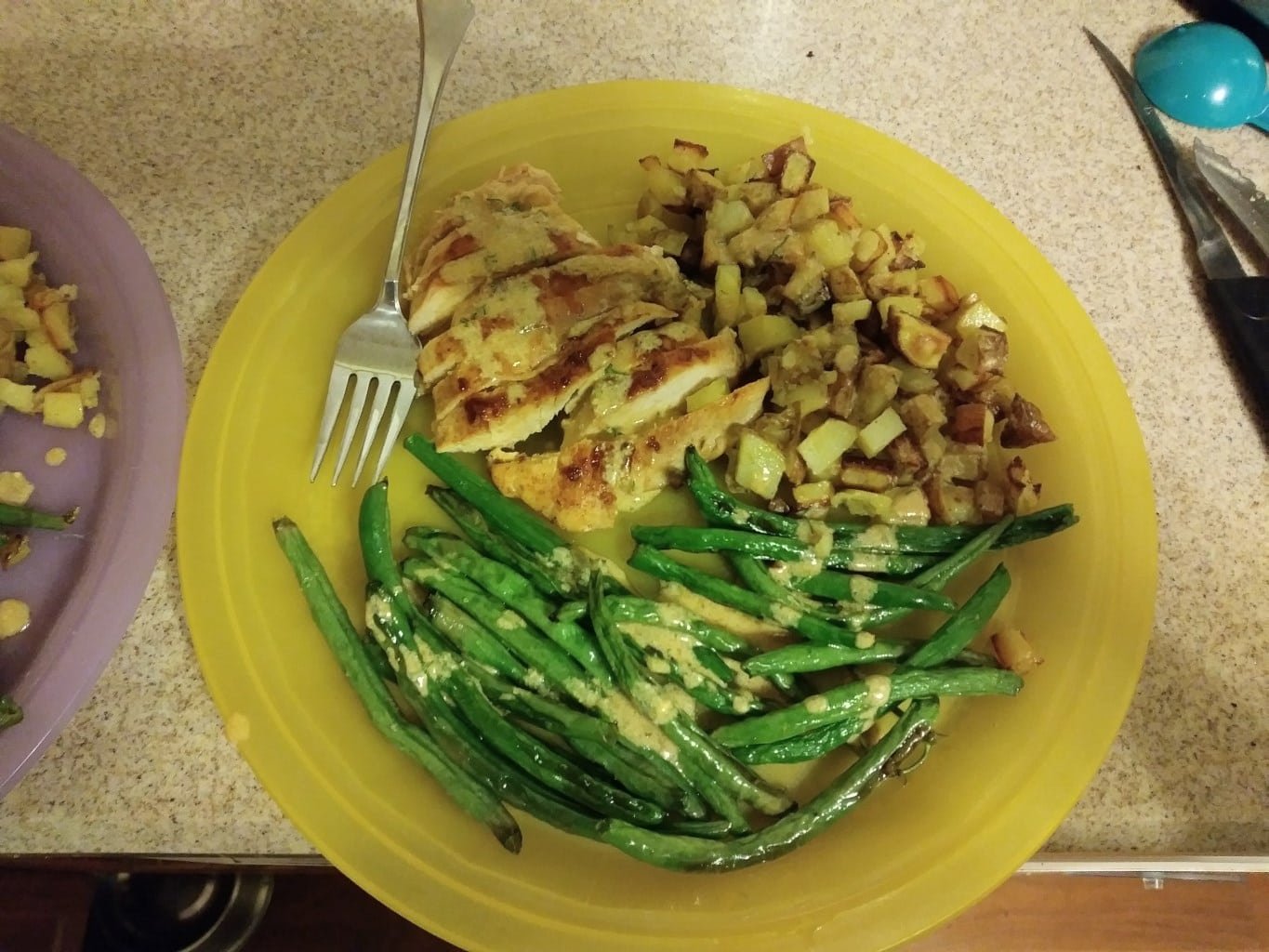 Creamy Dill Chicken with Roasted Potatoes and Green Beans