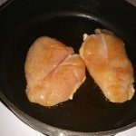 Chicken breasts in pan