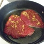 Minute steak in pan