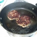 Frying the burgers