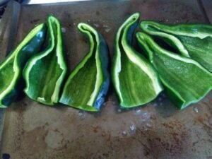 Sliced poblano peppers