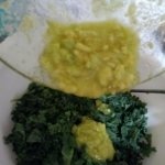 Marinating kale in avocado sauce