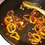 Sauteed peppers, dates, and garlic