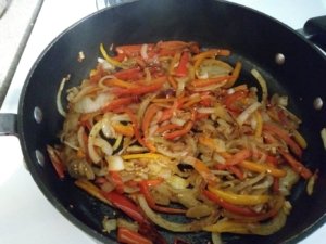 Sauteed onions, peppers, garlic