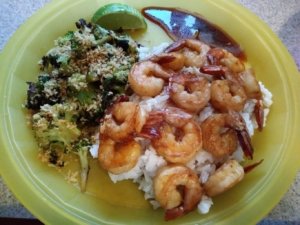 Garlic Soy Glazed Shrimp finished plate