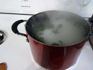 Cooking orzo and kale