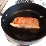 Salmon browning nicely