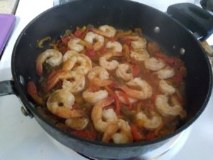 Shrimp are cooked