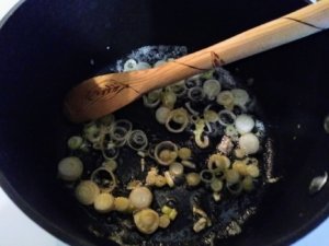 Sauteing onions for rice