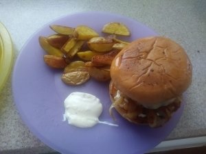 Gouda Pork Burgers ready