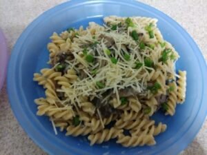 Creamy Mushroom Fusilli finished plate