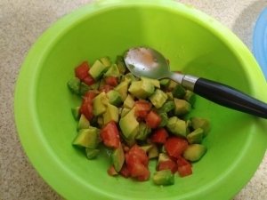 Avocado and tomato topping