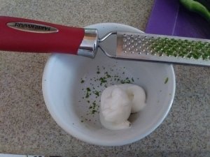 Lime zest and sour cream