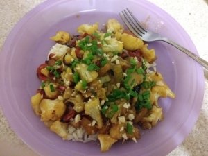 Cauliflower stir fry finished plate