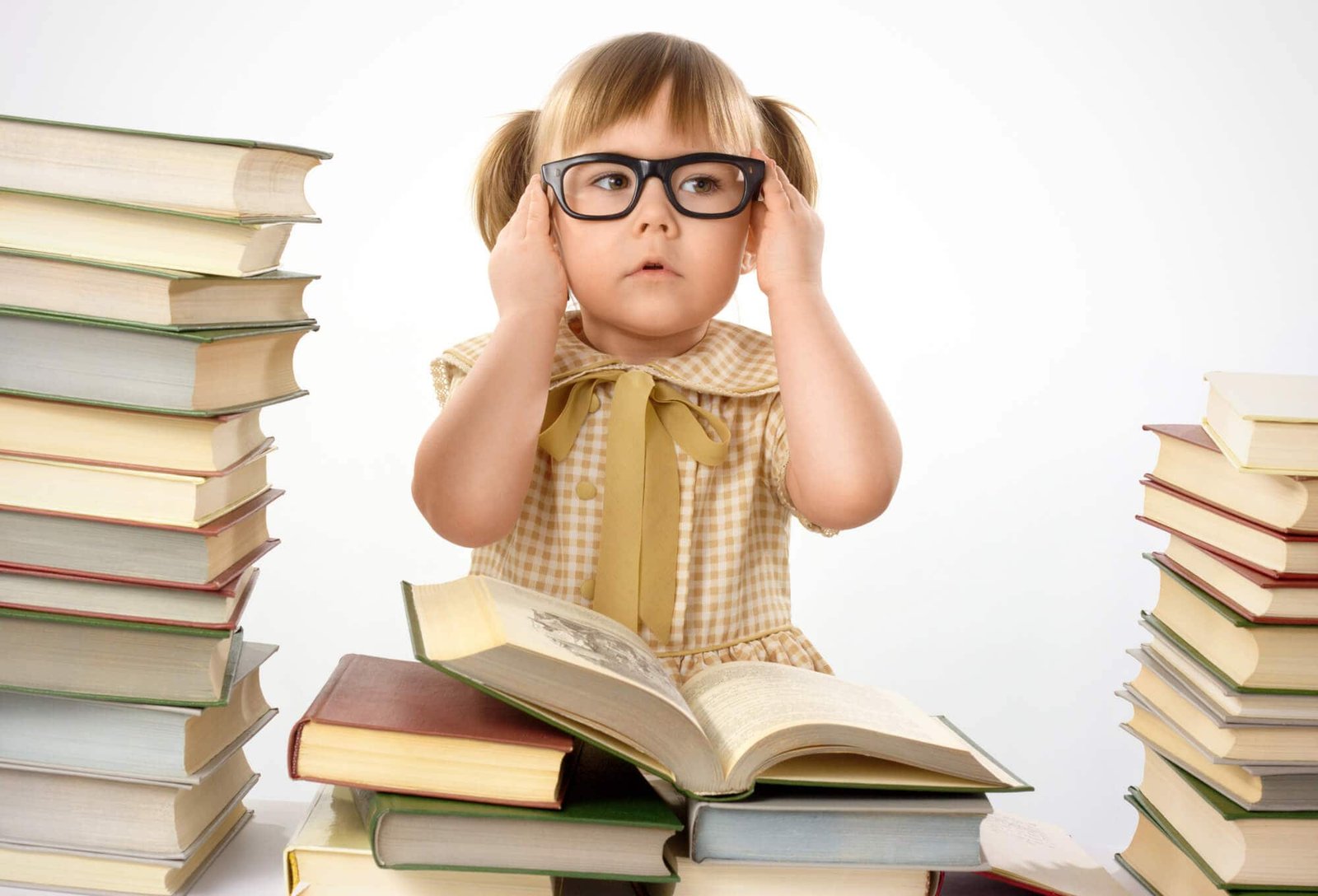 A child with books